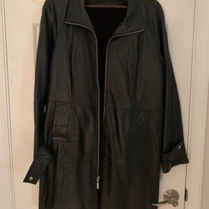 Woman's Black Leather Coat